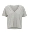 Loulou Studio V-neck Cotton T-shirt Asymmetrical Hemline In Gray