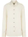 Loulou Studio Vertical Stripe Tailored Shirt In Neutral