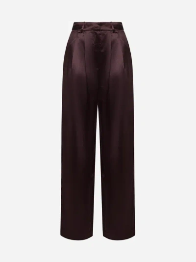 Loulou Studio Vione Silk Blend Pants In Midnight Bordeaux