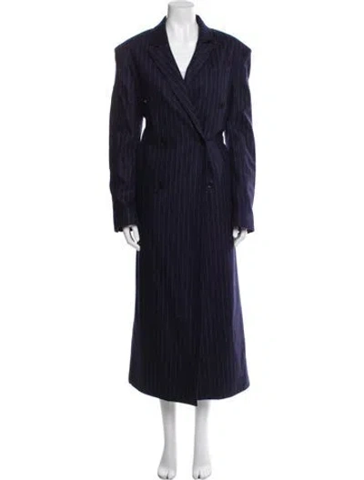 Pre-owned Loulou Studio Virgin Wool Faux Fur Coat In Blue