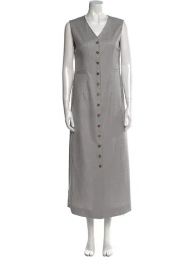Pre-owned Loulou Studio Virgin Wool Long Dress In Gray