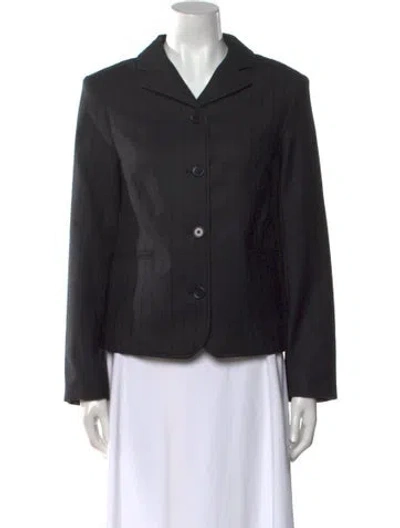 Pre-owned Loulou Studio Virgin Wool Long Sleeve Button-up Top In Black