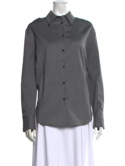 Pre-owned Loulou Studio Virgin Wool Long Sleeve Button-up Top In Grey