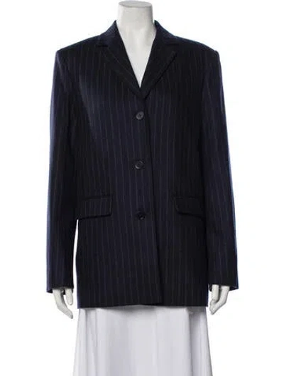 Pre-owned Loulou Studio Virgin Wool Striped Blazer In Blue