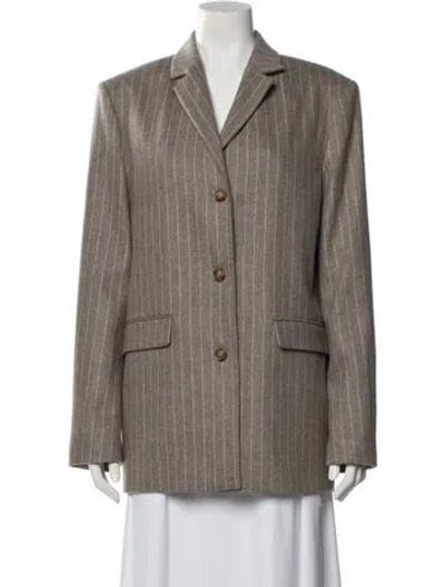 Pre-owned Loulou Studio Virgin Wool Striped Blazer In Gray