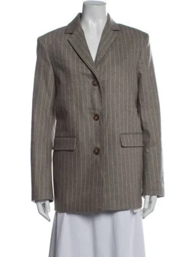 Pre-owned Loulou Studio Virgin Wool Striped Blazer W/ Tags In Brown