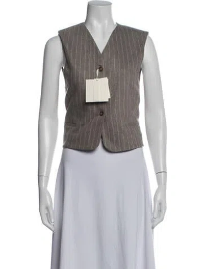Pre-owned Loulou Studio Virgin Wool Striped Vest W/ Tags In Neutrals