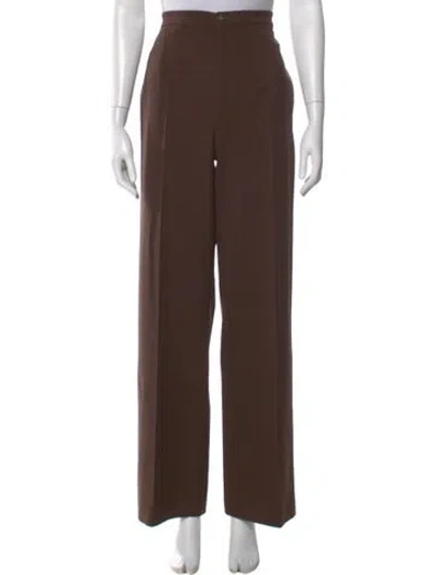 Pre-owned Loulou Studio Virgin Wool Wide Leg Pants In Brown