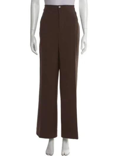 Pre-owned Loulou Studio Virgin Wool Wide Leg Pants In Brown