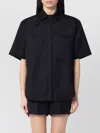 Loulou Studio Viscose And Linen Shirt With Short Sleeves In Black