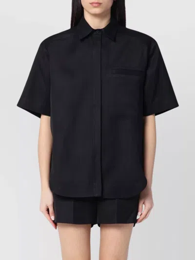 LOULOU STUDIO VISCOSE AND LINEN SHIRT WITH SHORT SLEEVES