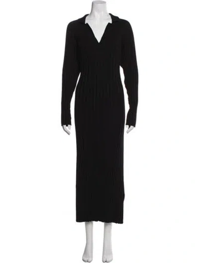 Pre-owned Loulou Studio V-neck Long Dress In Black