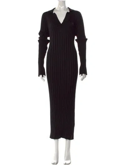 Pre-owned Loulou Studio V-neck Long Dress In Black