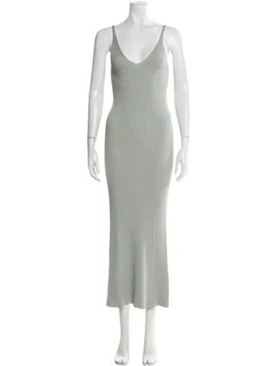 Pre-owned Loulou Studio V-neck Long Dress In Green