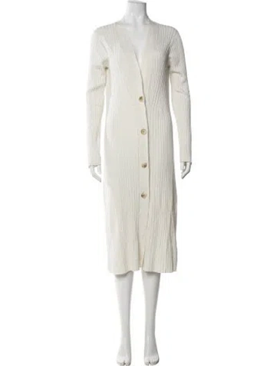 Pre-owned Loulou Studio V-neck Long Dress In Neutrals