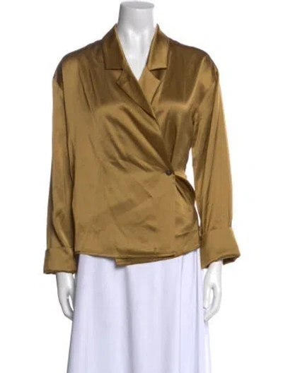 Pre-owned Loulou Studio V-neck Long Sleeve Blouse In Neutral