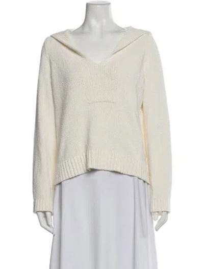Pre-owned Loulou Studio V-neck Long Sleeve Sweatshirt In White