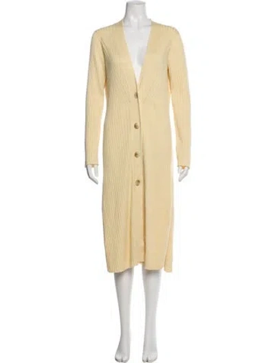 Pre-owned Loulou Studio V-neck Midi Length Dress In Yellow