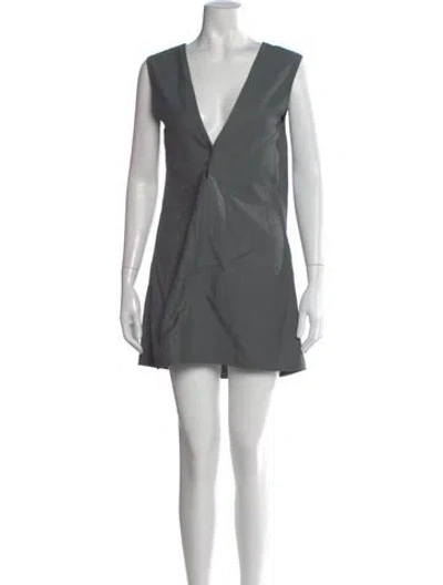 Pre-owned Loulou Studio V-neck Mini Dress In Gray