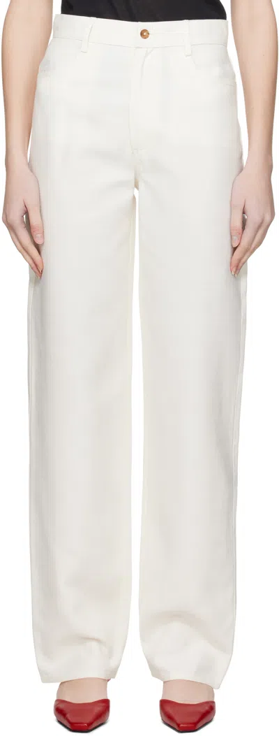 Loulou Studio White Ardea Trousers In Ivory