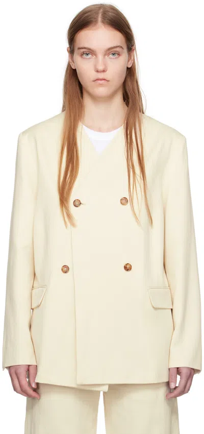 Loulou Studio Icha Cotton & Linen Blazer In Weiss