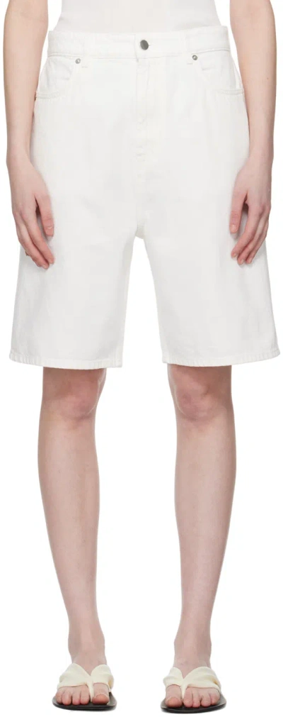 Loulou Studio White Isu Denim Shorts In Ivory