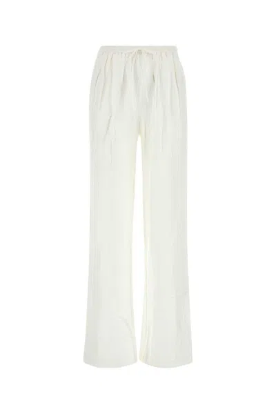 Loulou Studio White Silk Blend Soler Pant In Ivory