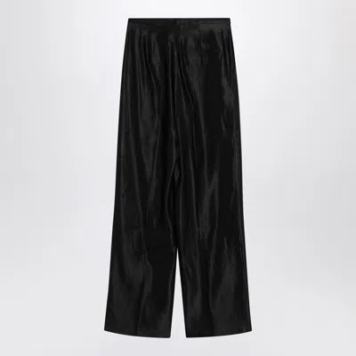 Loulou Studio Wide Black Trousers In Linen And Silk