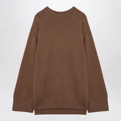 Loulou Studio Wide Crew-neck Jumper In Brown