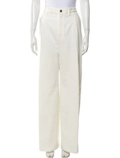 Pre-owned Loulou Studio Wide Leg Pants In White
