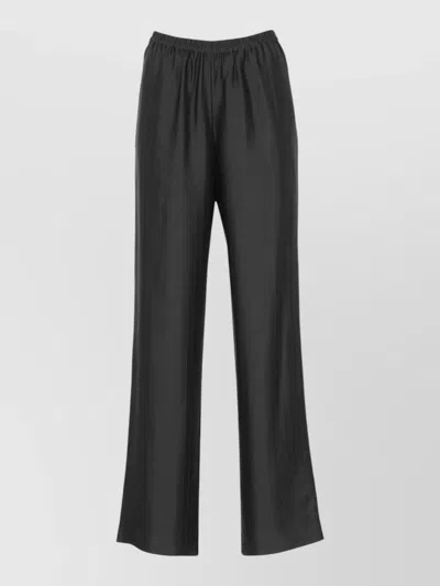 Loulou Studio Wide Leg Striped Pleated Viscose Trousers In Black