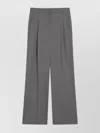 Loulou Studio Wide Wool Trousers Back Pocket In Gray