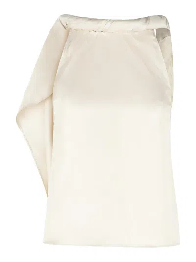 Loulou Studio Wilma Ivory Silk Top In White