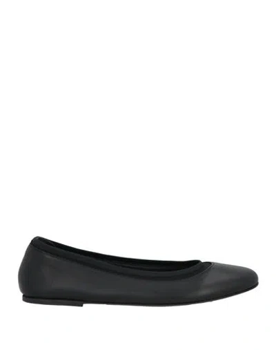 LOULOU STUDIO LOULOU STUDIO WOMAN BALLET FLATS BLACK SIZE 7 LEATHER, TEXTILE FIBERS