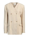 LOULOU STUDIO LOULOU STUDIO WOMAN BLAZER BEIGE SIZE M VISCOSE, LINEN