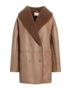 Loulou Studio Namo Oversized Double-breasted Shearling Coat In Brown