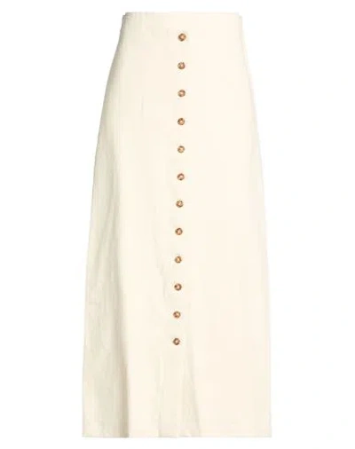 Loulou Studio Woman Midi Skirt Cream Size L Cotton, Viscose, Linen, Silk In Neutral