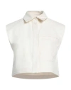 LOULOU STUDIO LOULOU STUDIO WOMAN SHIRT CREAM SIZE S COTTON, VISCOSE, LINEN, SILK