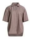 Loulou Studio Woman Shirt Taupe Size Xxs Viscose, Linen In Neutral