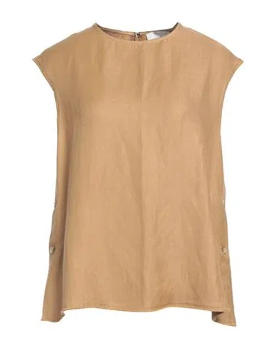 Loulou Studio Woman Top Camel Size M Linen, Viscose In Beige