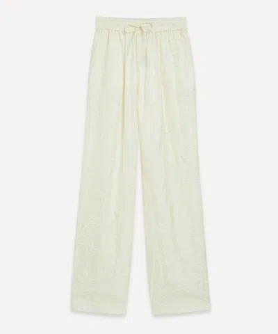 Loulou Studio Women's Basilia Ivory Silk Embroidered Trousers