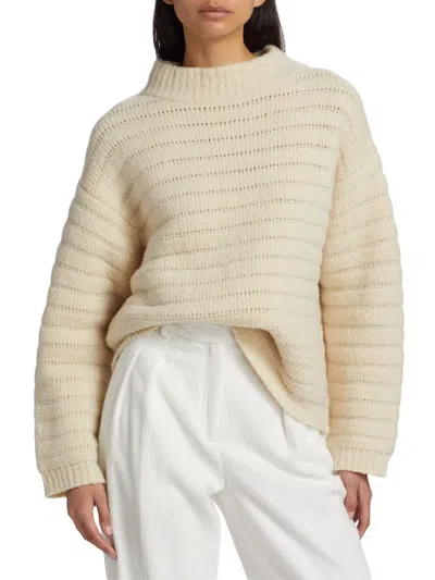 Loulou Studio Women's Calto Pointelle-knit Stripe Sweater In Ivory