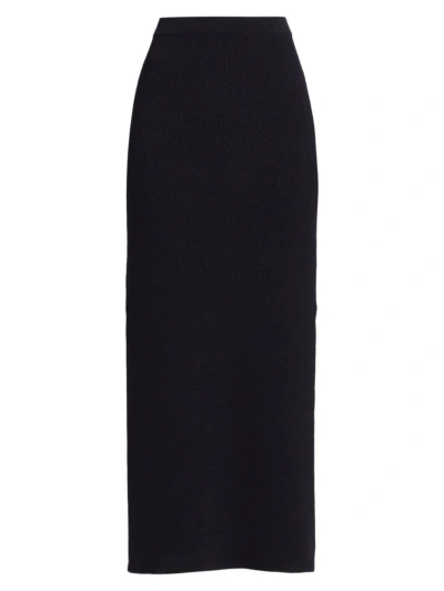 Loulou Studio Women's Aalis Cotton-blend Rib-knit Midi-skirt In Black