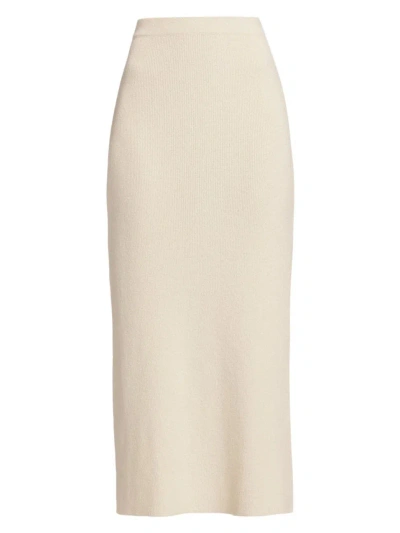 Loulou Studio Women's Aalis Cotton-blend Rib-knit Midi-skirt In Ivory