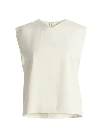 Loulou Studio Women's Daika Boxy V-neck Top In White
