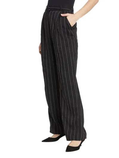 Loulou Studio Women's Enyo Stripe Linen-blend Pants In Black Ivory