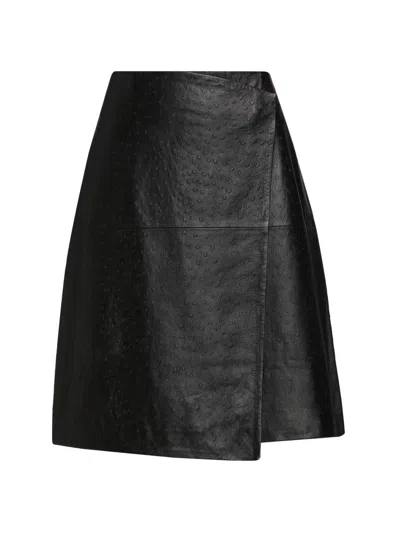 Loulou Studio Loulou Lou Lou Gora Black Embossed Leather Skirt