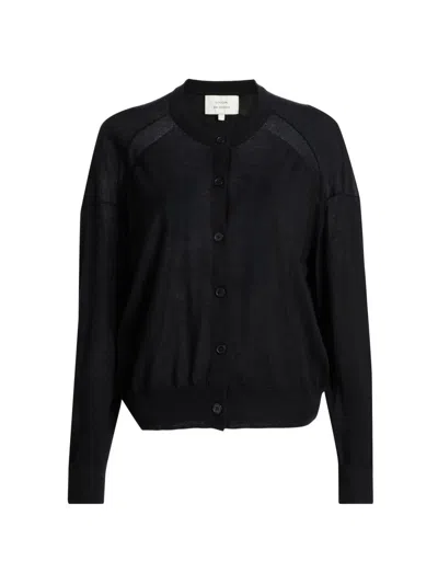 Loulou Studio Women's Kita Fine Crewneck Cardigan In Black