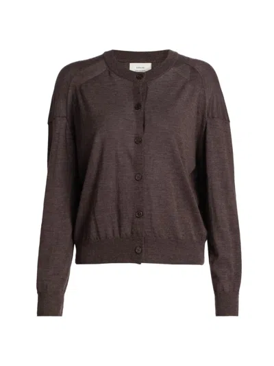 Loulou Studio Women's Kita Fine Crewneck Cardigan In Brown