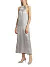 Loulou Studio Morene Metallic Silk-blend Charmeuse Midi Dress In Silver Grey